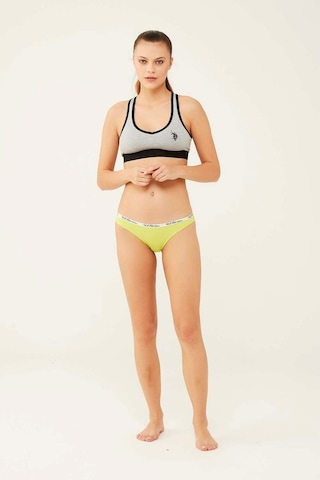 U.S. Polo Assn. Kadın Mercan - Neon Yeşil - Turkuaz 3 Lü Brazilian Slip 66275 Yeşil
