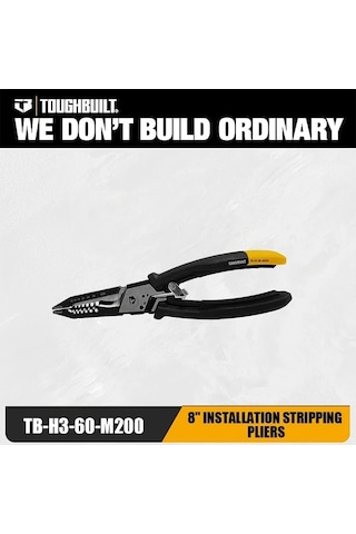 Xuweiwei Toughbuılt Pense 20 Cm Cok Fonksiyonlu Elektrik Montaj Soyma Pensesi Siyah Sari Kaymaz Sapli Tb 360 M200