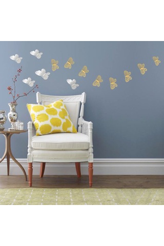 Geeksen Altın 3d Kelebek Duvar Sticker Seti 12 Adet - Dıy Dekoratif Taçlandırma, Yatak Odası, Düğün, Parti Ve Fotoğraf Arka Planı İçin Kaldırılabilir Altın