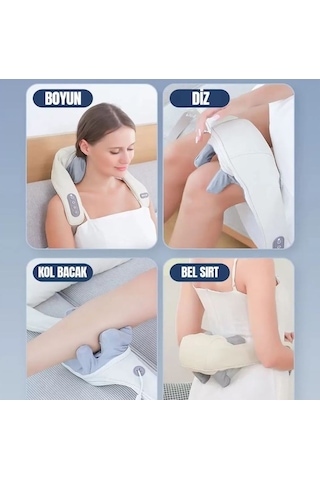 Tongxida Şarjlı Ovmalı Isıtmalı Boyun-sırt-bel Omuz-bacak Masaj Aleti Beyaz-gri Beyaz - Gri
