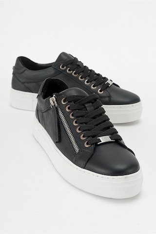 Luvishoes Berly Siyah Hakiki Deri Kadın Sneakers Siyah