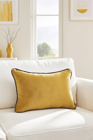 Biyeli Kadife Kırlent Kılıfı Gold 30x40 Altın