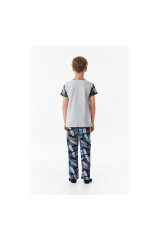 Fullamoda Baskılı Bisiklet Yaka Erkek Çocuk Pijama Takımı 24mıcg631212228-lacivert 24MICG631212228-Lacivert