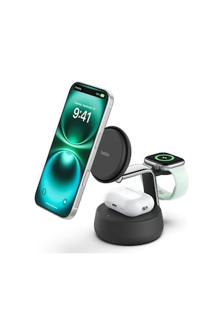 Belkin Wız040kqch Boostcharge Pro 3-in-1 Qi2 Magsafe Uyumlu 25w Manyetik Şarj Standı - Siyah