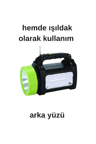 Güneş Enerjili Solar Şarjlı Çadır Kamp Aydınlatma Fener Seti Çok Foksiyonlu Yeşil