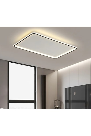 Siyah 60x40 cm Dikdörtgen 3000K Sarı Işık Led Modern Aydınlatma
