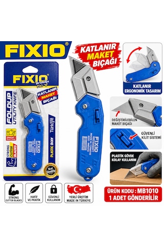 Fıxıo Katlanır Maket Bıçağı Plastik Yerli Üretim Değiştirilebilir Bıçak Ürün Kodu :mb1010 Yedeksiz