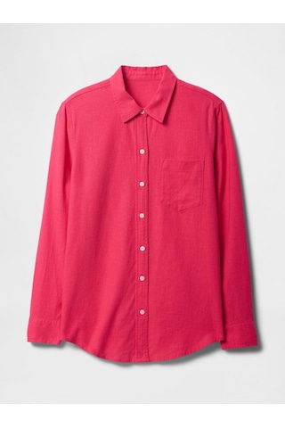 Gap V-lınen Easy Shirt - Beachy Kadın Gömlek-8073 Pembe
