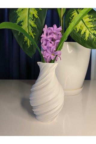Bohem Tarzda Dekoratif Vazo - 15cm Beyaz