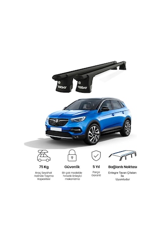 Trio-ıı Opel Grandland 2017 Ve Sonrası Uyumlu Siyah Kilitli Ara Atkı 120cm Port Bagaj Tavan Barı