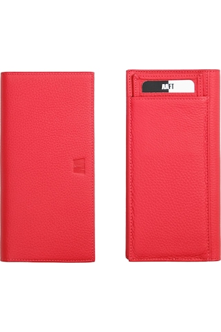 Mft Leather Hakiki Deri Kartlıklı Unisex Cüzdan Lilyum 7286 Flother Mat Kırmızı