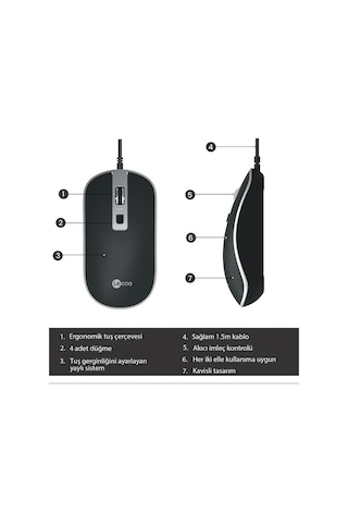Lecoo Ms104 Siyah Usb Kablolu Mouse
