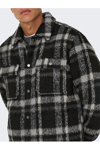 Only & Sons Onsgıo Lf Check Padded Jacket Otw Erkek Black Mont - 22030156 Siyah