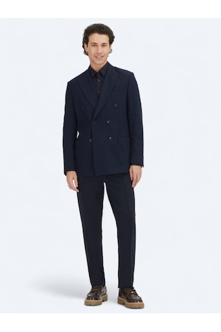 Kip Lacivert Düz Modern Fit Yün Karışımlı Ceket Lacivert