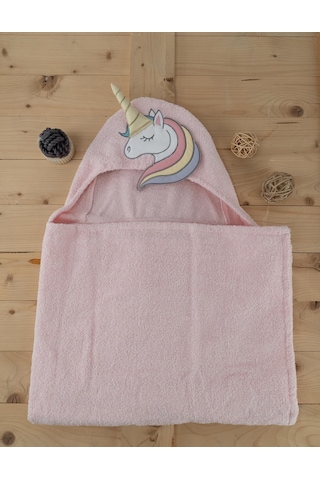 Pamuklu Unicorn Desenli Bebek & Çocuk Kundak Panço Baveno Pembe