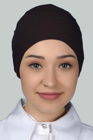Altobeh Kadın Pratik Dikişsiz Bağcıklı Kaymayan Tesettür Penye Bone - Koyu Kahverengi