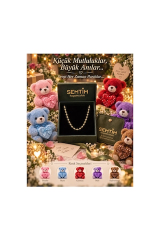 Sertifikalı 316l Çelik Premium Altın Kaplama 75 Cm Küre Detaylı Kolye & Kalpli Ayıcık Özel Hediye Se