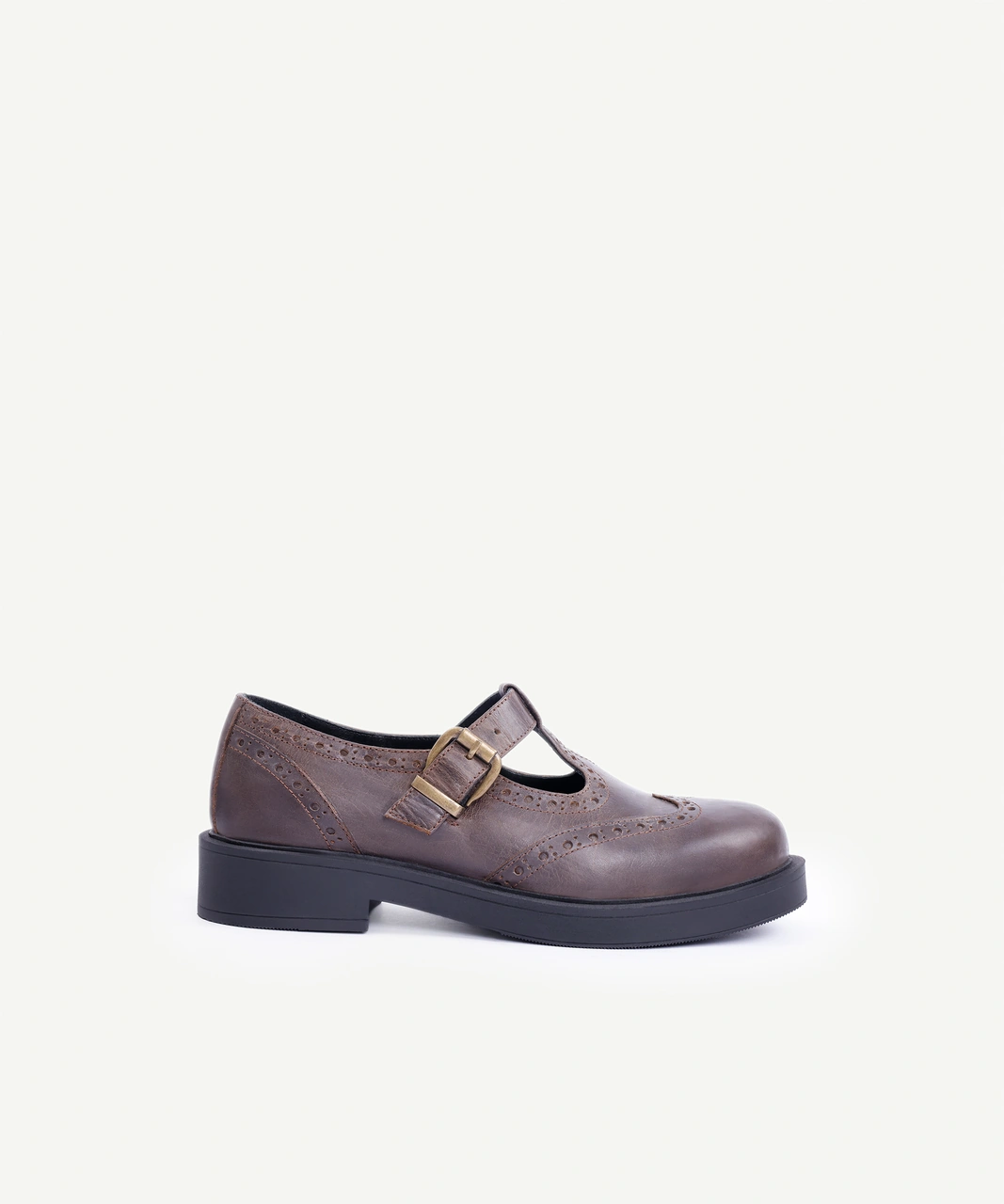 Yargıcı Zımba Detaylı Deri Düz Ayakkabı 25kkay4042x 003 Kahverengi