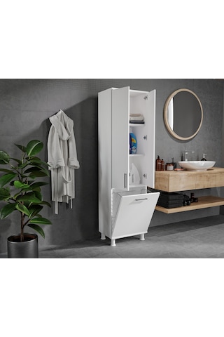 Sezar Kirli Sepetli Banyo Dolabı Çok Renkli