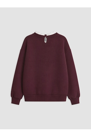 LC Waikiki Lcw Kids Mürdüm Kalın Paris Baskılı Kız Çocuk Sweatshirt Bordo