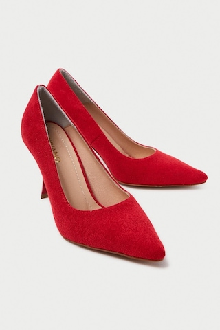 Mubiano Hakiki Deri Mb970-kr Kadın İnce 9 Cm Topuklu Kırmızı Süet Stiletto & Topuklu Ayakkabı Kırmızı