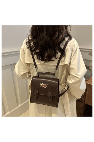 Kontrast Renkte Tasarlanmış Sırt Çantası Ve Çapraz Çanta-kahveren Kahverengi