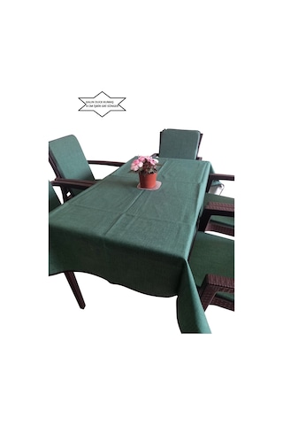 Sandalye Minderi Masa Örtüsü 6 Adet Yeşil Masa Örtüsü 120x180 Kalin Duck Kumaş 4 Cm Sünger Yeşil