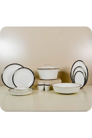Evaliza Alaia Black Gold Line 2mm 12 Kişilik 60 Parça Porselen Yemek Takımı