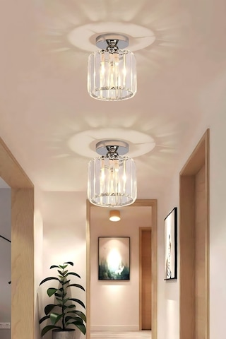 Chiaro Forte Model Krom Renk Kaplama Kristal Taşlı Metal Gövde Luxury Serisi Modern Plafonyer Avize Krom