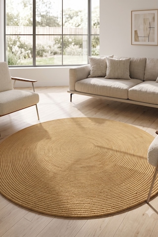Jüt Hasır Yuvarlak Kilim Halı Yolluk Dekoratif Örgü Halı Doğal Görünümlü Bohem Kilim Salon Oturma Odası Balkon Mutfak Yatak Odası Koridor 7144bambu 7144bambu