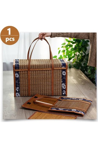 Tenfowee Katlanabilir Sepet: Piknik Ve Gıda Saklama İçin Zarif Ve Pratik Hasır Sepet Kahverengi