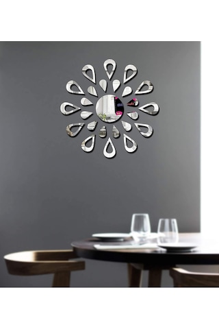 Güneş012 Model Modern Tasarım Mdf Üzeri Akrilik Duvar Dekorasyon Ürünleri Gümüş Renk 50 X 50 Cm