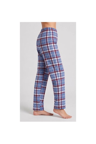 Yasar Underwear Kadın Ekose Pijama Altı Lastikli Bel Kurdele Detaylı Rahat Kesim Mavi,bordo Mavi,bordo