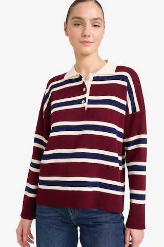 Defacto Oversize Geniş Kalıp Polo Yaka Çizgili Kazak G7178ax25wnbr467 Bordo-br467
