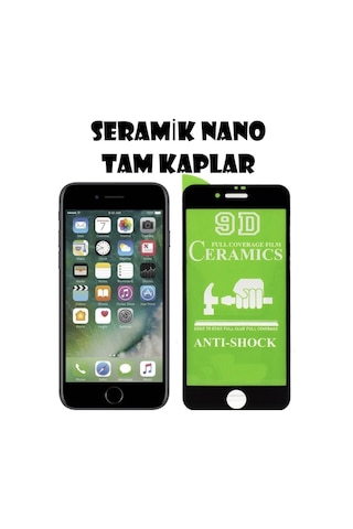 Apple Uyumlu iPhone 6 Plus 6s Seramik Nano Siyah Esnek Tam Full Kaplayan Kırılmaz Cam Ekran Koruyucu