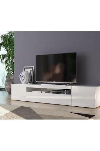 Işık Tv Ünitesi Alt Modülü Tv Sehpası Beyaz Mdf
