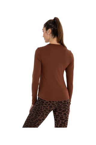 Inguz Uzun Kollu Basic Modal Yoga T-shirt Kahverengi