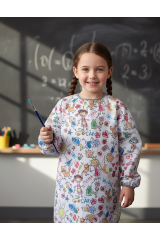 7-10 Yaş, Family , Sıvı Geçirmez, Uzun Kollu Çoçuk Boyama Önlüğü