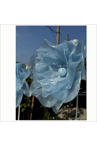 Organze Dev Çiçek Bebek Mavisi 55cm Çap 160cm Boy
