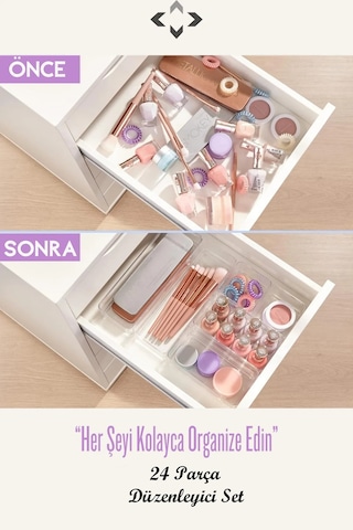 Bayev 24 Parça Organizer Düzenleyici Set 4 X Lv216 Modüler Çekmece Içi Organizer Set Takı Kutusu Turuncu