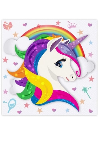 Unicorn Doğum Günü Parti Seti İyi Ki Doğdun Banner + Tabak + Bardak + Peçete Unicorn Temalı Parti Süsü