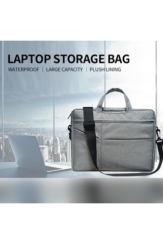 Didadodo Su Geçirmez 15.6 Dizüstü Çanta - Yumuşak Astarlı Gri, Kapaklı Gri