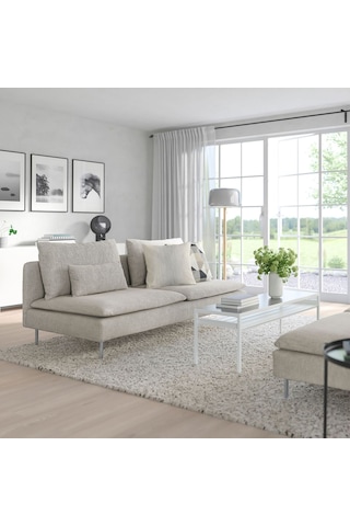 3'lü Kanepe, Viarp Bej-kahverengi, Kolçaksız 2Açık Ceviz