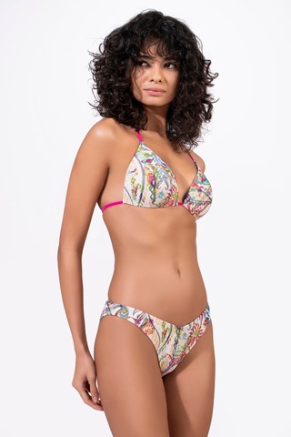 Endeep Kadın Desenli Özel Lurex Kumaşlı Yarım Dolgulu Üçgen Bikini Takımı Kırmızı