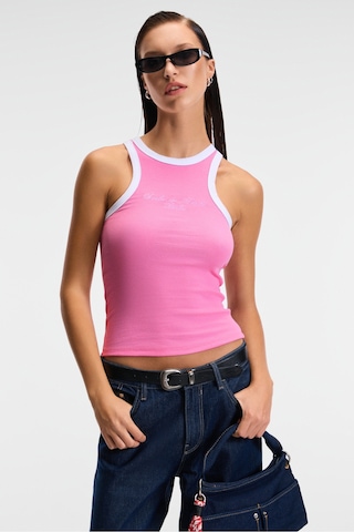 Ethıquet Selmıra Kadın Nakışlı Halter Yaka Slim Fit Kolsuz Pembe Atlet