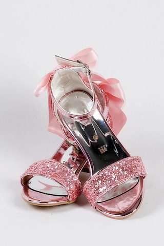 Nese Shoes Işıltılı Ve Fiyonklu Kız Çocuk Topuklu Ayakkabı, Abiye Ayakkabı, Yeni Sezon, Pırıltılı Pembe