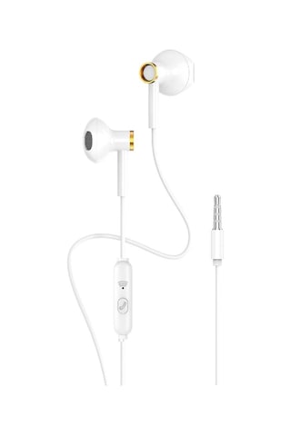 Mikrofonlu Kablolu 3.5mm Jack Girişli Kulaklık Net Ses, Günlük Kullanım Beyaz