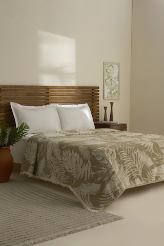 Karaca Home Leafy Sea Müslin Çift Kişilik Tek Pike Haki Haki