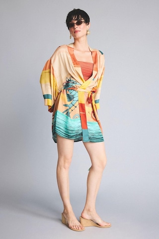 Defacto Jaquette X Defacto Desenli Kimono H1251ax26hsbg389 Bej-bg389