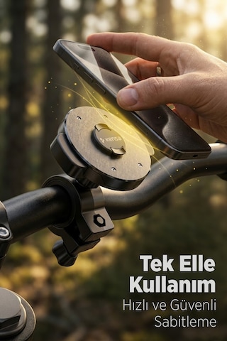 Motosiklet Ve Bisiklet Manyetik Telefon Tutucu Siyah